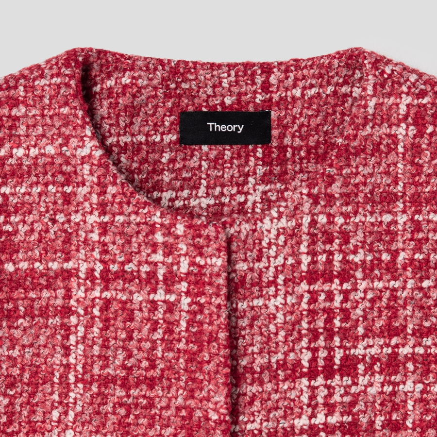 Theory Women Melange Tweed Pocket Jacket - Red Multi