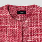 Theory Women Melange Tweed Pocket Jacket - Red Multi