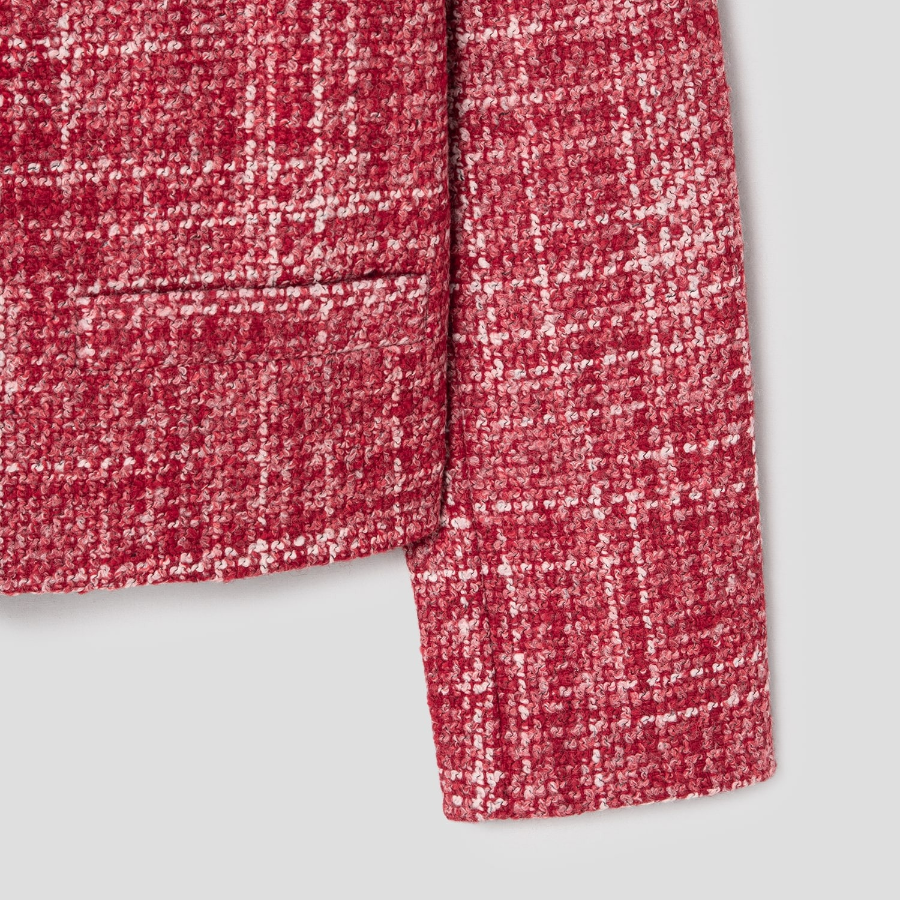Theory Women Melange Tweed Pocket Jacket - Red Multi
