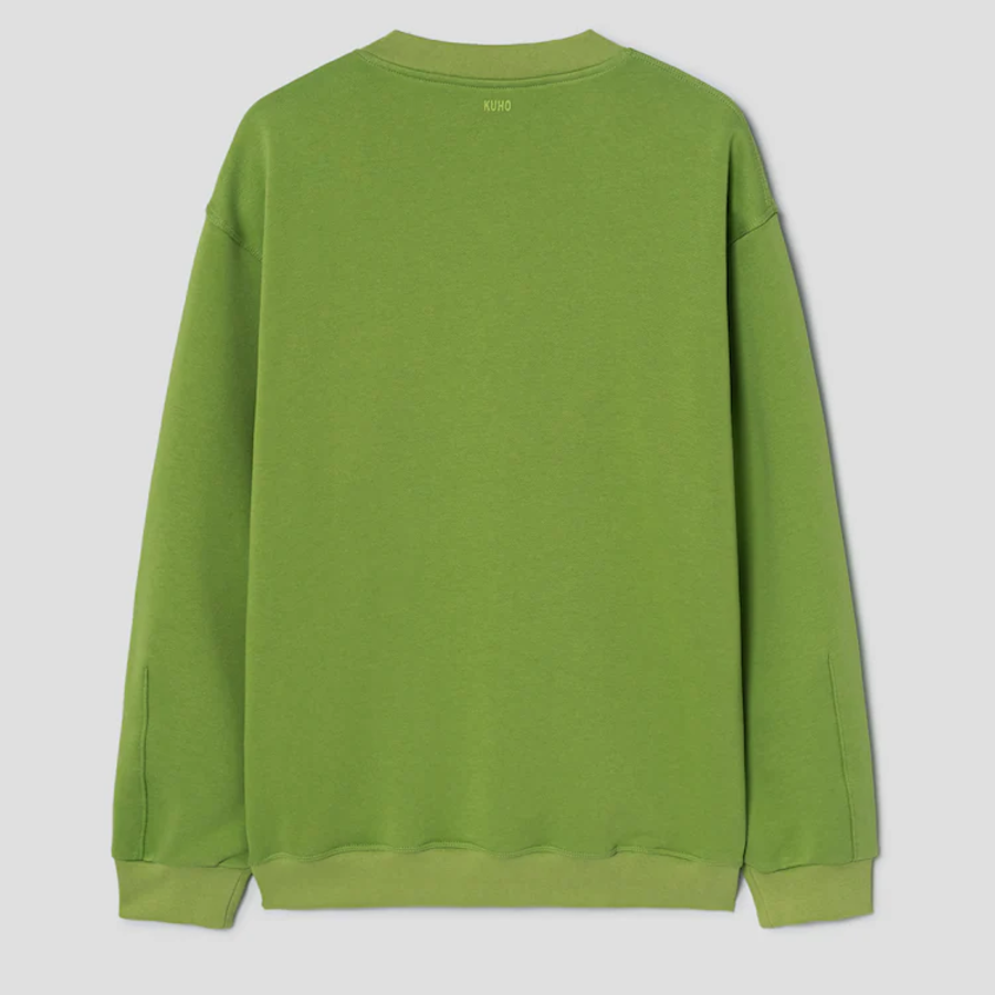 KUHO Cotton Blend Round Neck Sweatshirt – Apple Green