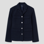 Theory Women Classic Tweed Military Jacket - Navy Multi