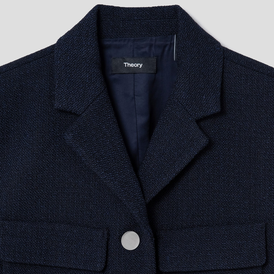 Theory Women Classic Tweed Military Jacket - Navy Multi