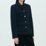 Theory Women Classic Tweed Military Jacket - Navy Multi