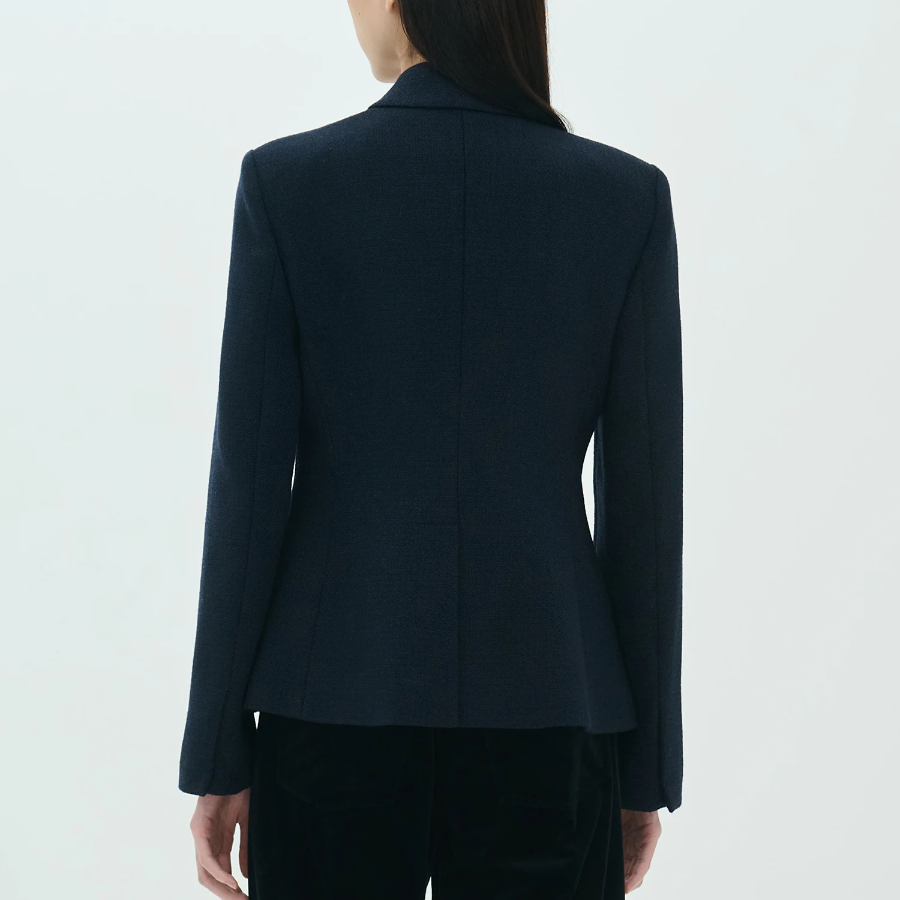 Theory Women Classic Tweed Military Jacket - Navy Multi