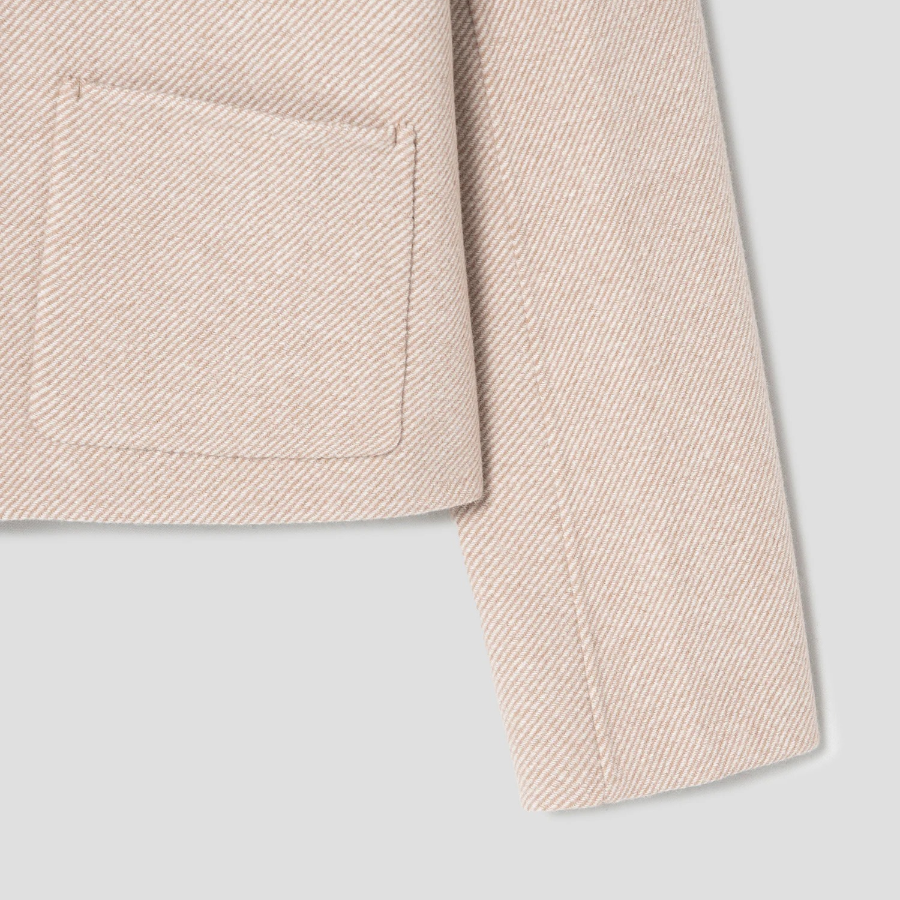 Theory Women Twill Double Wool Straight Jacket - Camel Multi