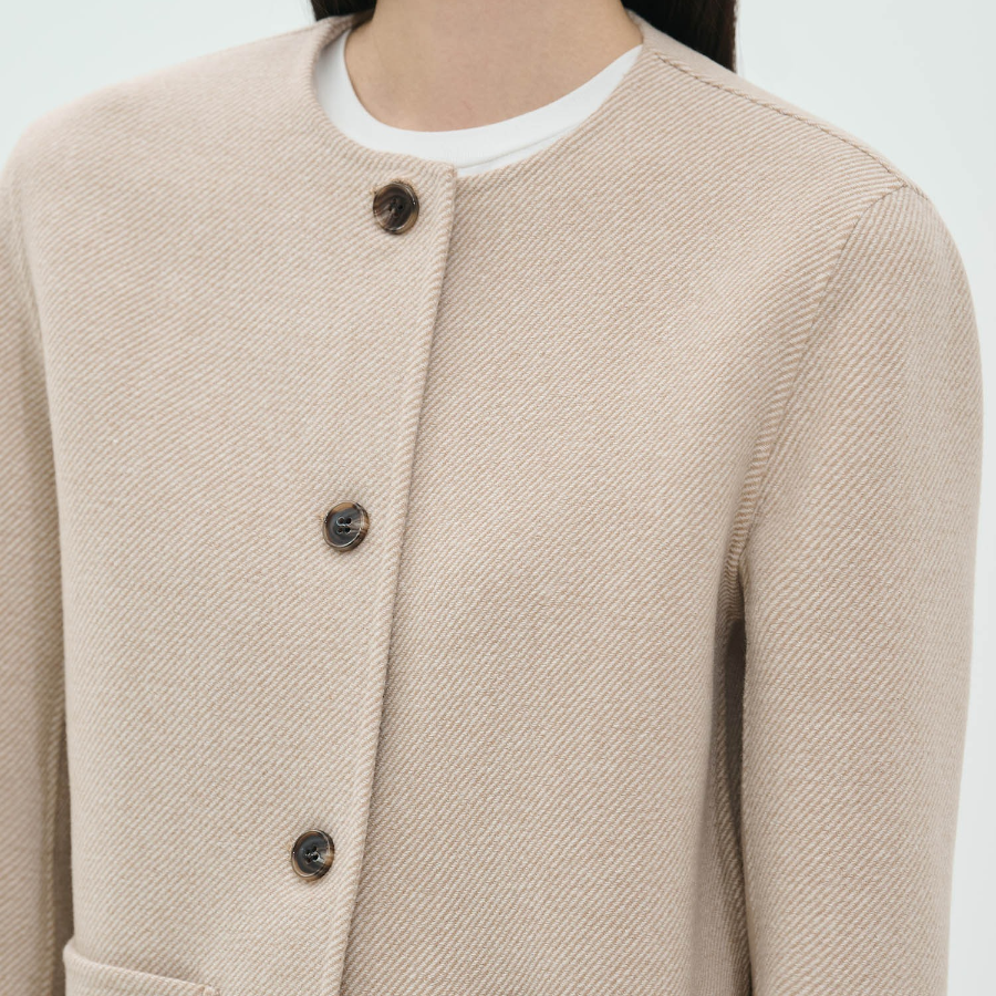 Theory Women Twill Double Wool Straight Jacket - Camel Multi