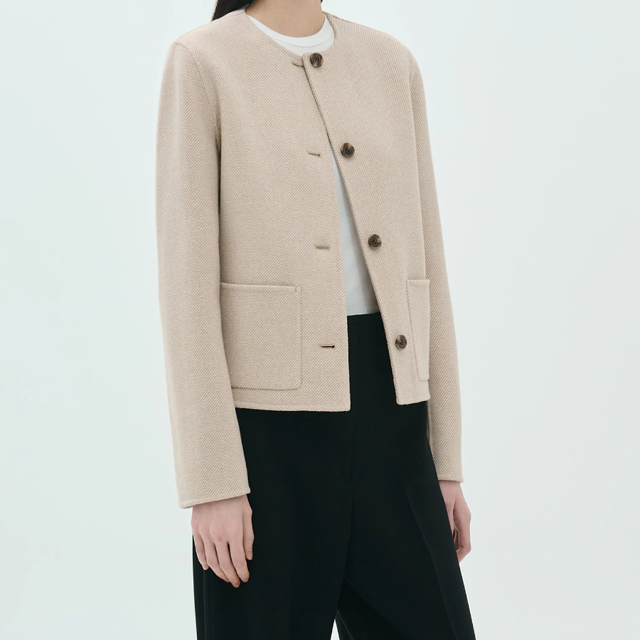Theory Women Twill Double Wool Straight Jacket - Camel Multi