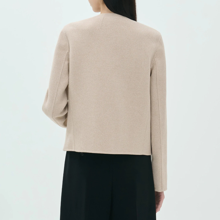 Theory Women Twill Double Wool Straight Jacket - Camel Multi