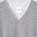 KUHO Knit Detail V-Neck T-Shirt - Grey
