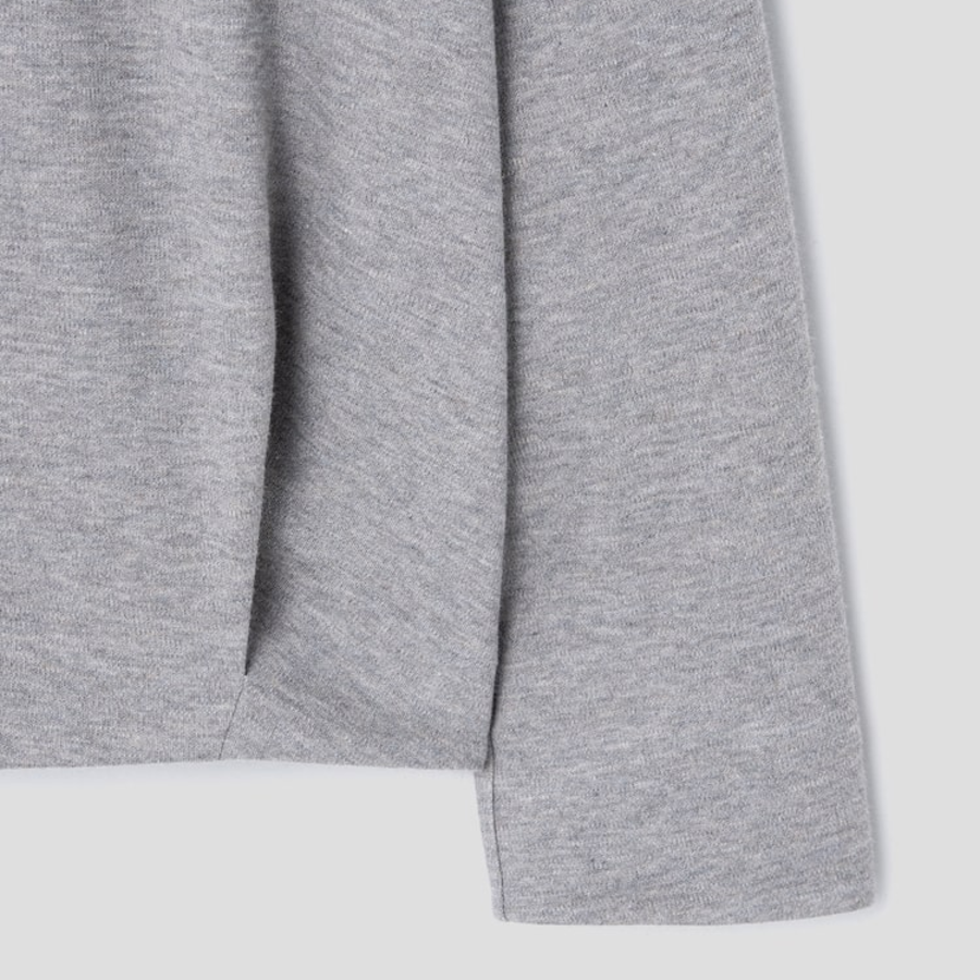 KUHO Knit Detail V-Neck T-Shirt - Grey