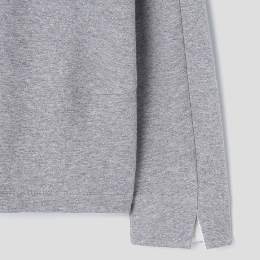 KUHO Knit Detail V-Neck T-Shirt - Grey