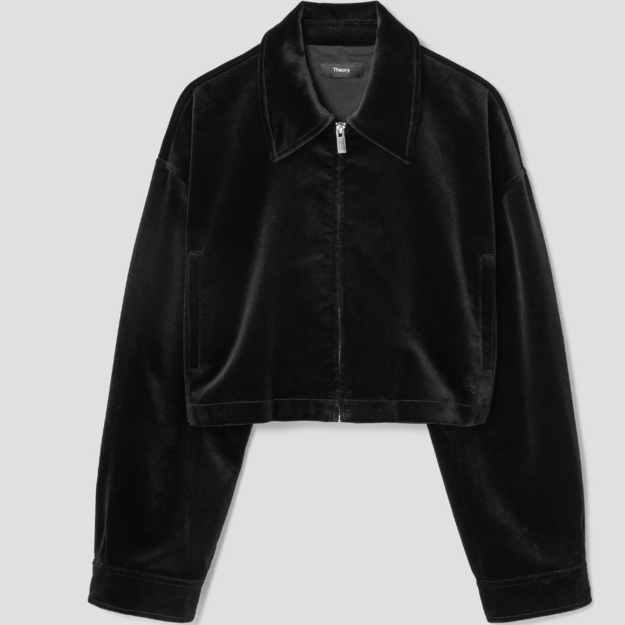 Theory Women Stretch Velvet Aline Zip Jacket - Black