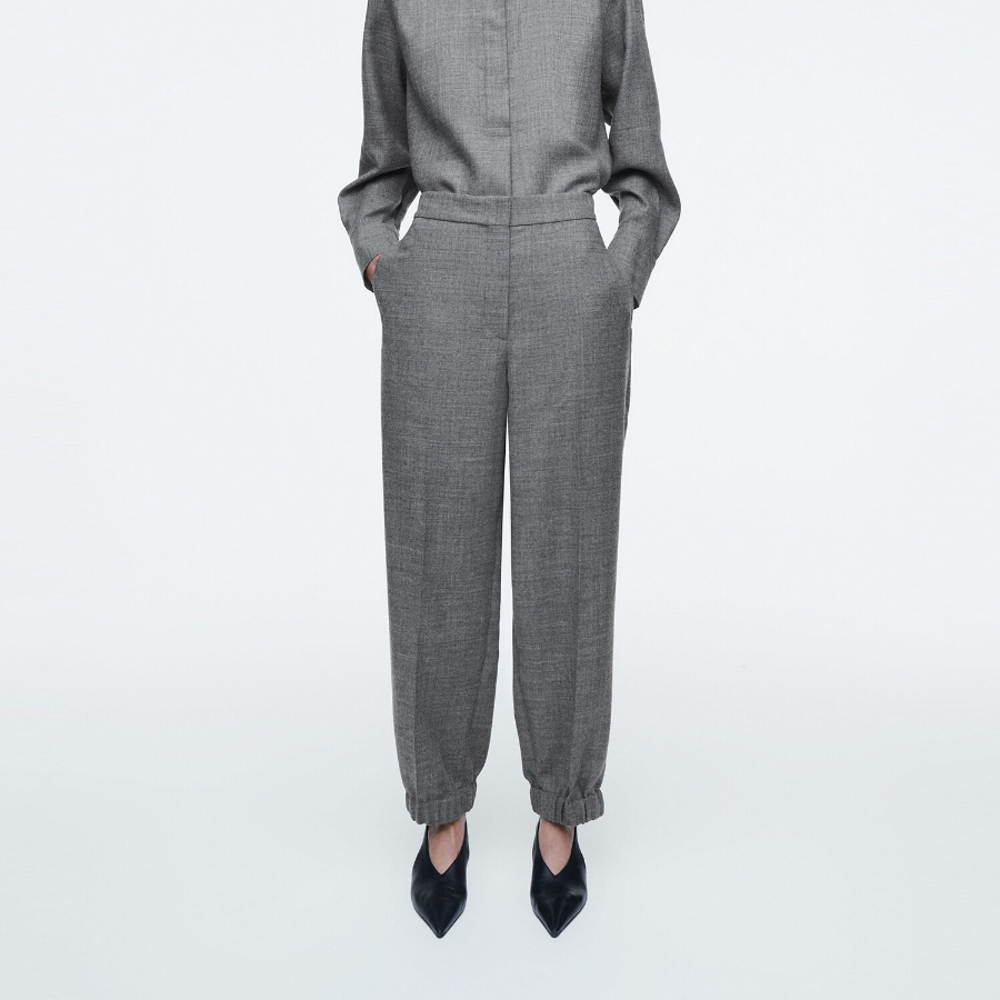 COS Elastic Wool Flannel Trouser – Grey Melange