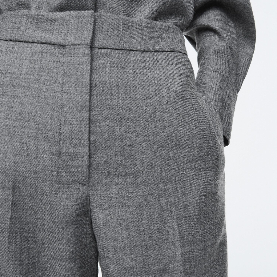 COS Elastic Wool Flannel Trouser – Grey Melange
