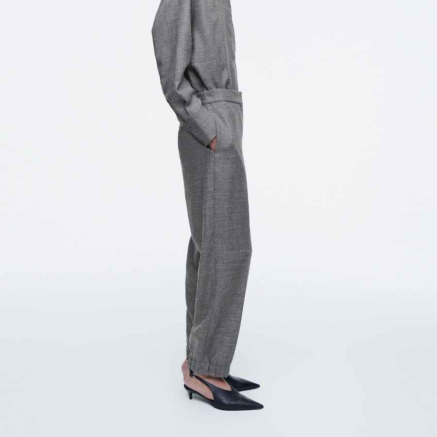 COS Elastic Wool Flannel Trouser – Grey Melange