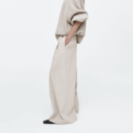 COS Relaxed Wool Blend Wide-Leg Trouser – Light Beige