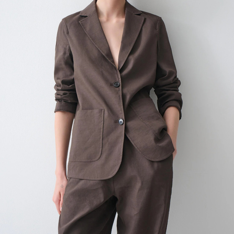 Theory Women Good Crunch Relaxed Patch Jacket - Coffee