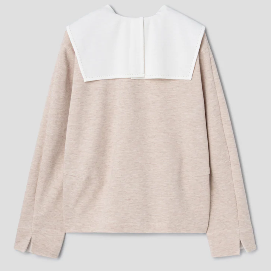 KUHO Knit Detail V-Neck T-Shirt - Ivory