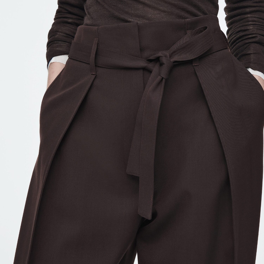 COS Turn-Up Wool Blend Trouser – Brown