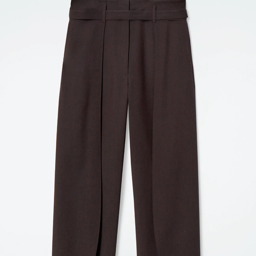 COS Turn-Up Wool Blend Trouser – Brown