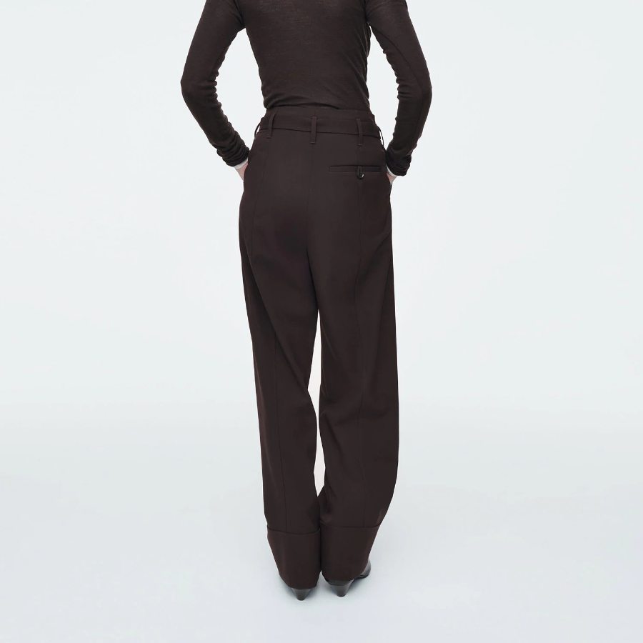 COS Turn-Up Wool Blend Trouser – Brown