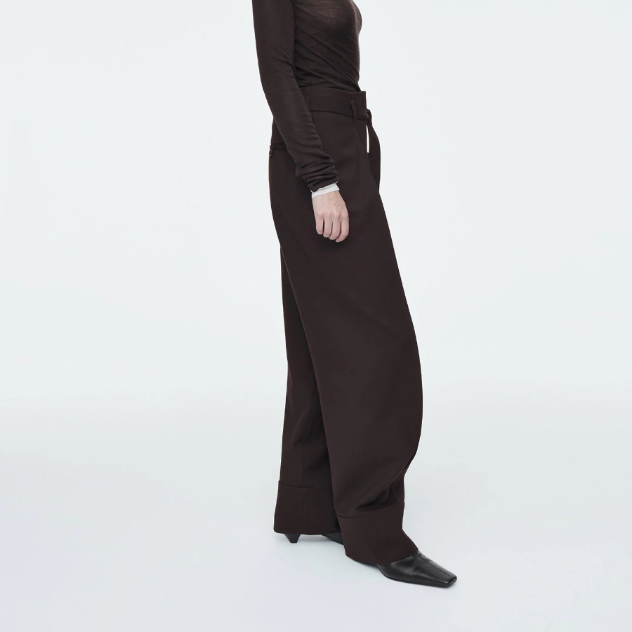 COS Turn-Up Wool Blend Trouser – Brown