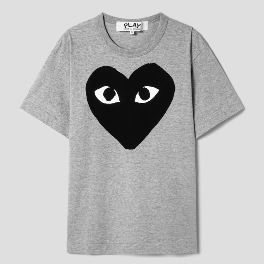 Black Heart Print T-Shirt — Grey