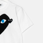 Black Heart T-Shirt with Blue Eyes Heart — White