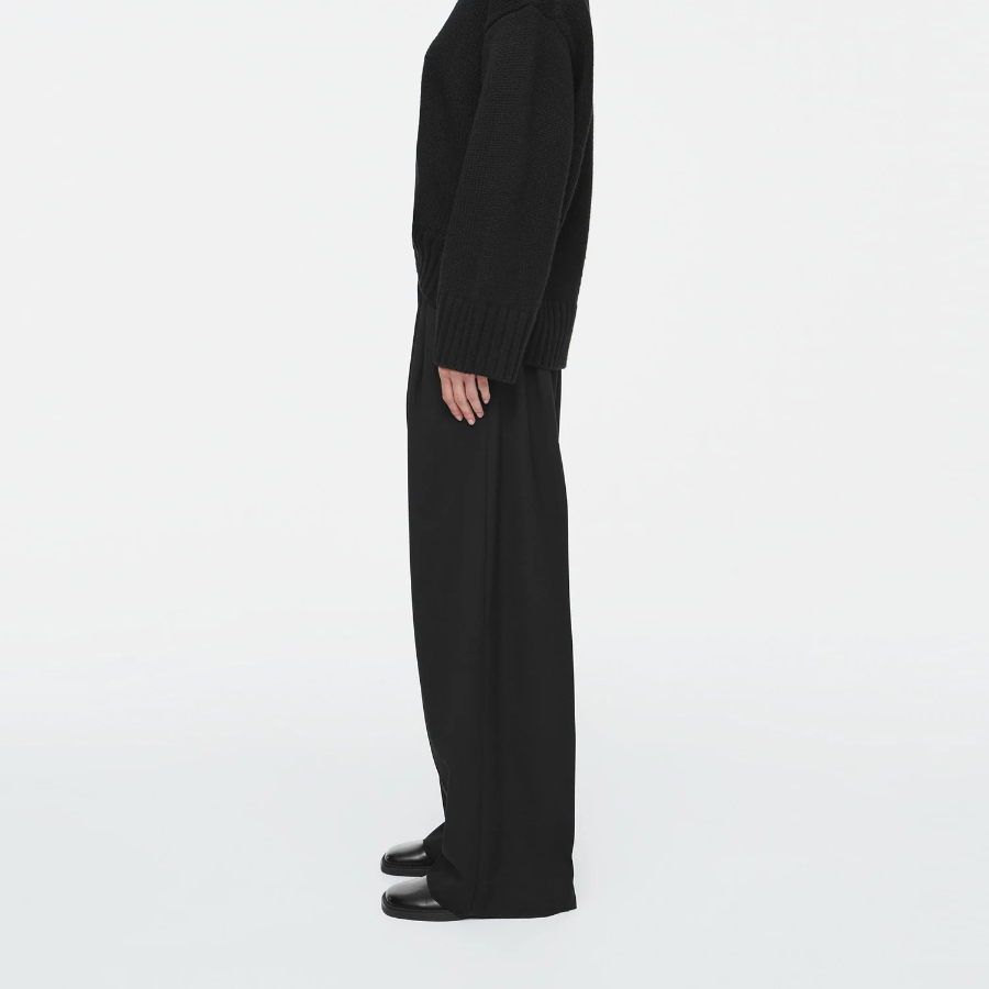 COS Relaxed Twill Wide-Leg Trouser – Black