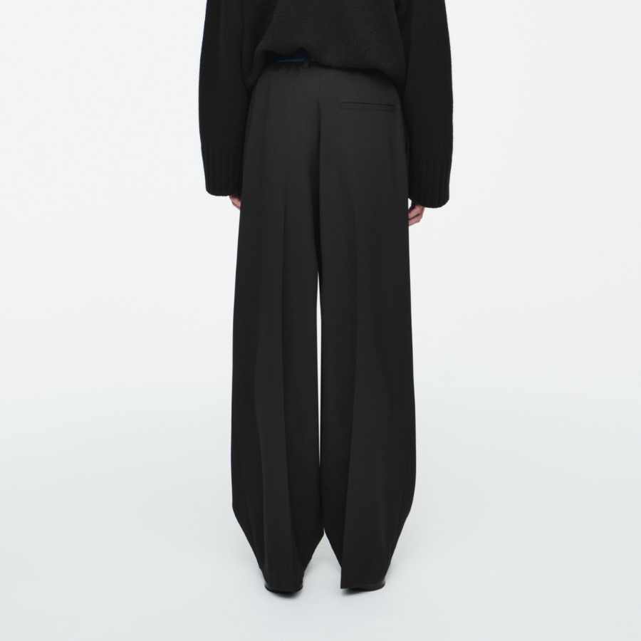 COS Relaxed Twill Wide-Leg Trouser – Black