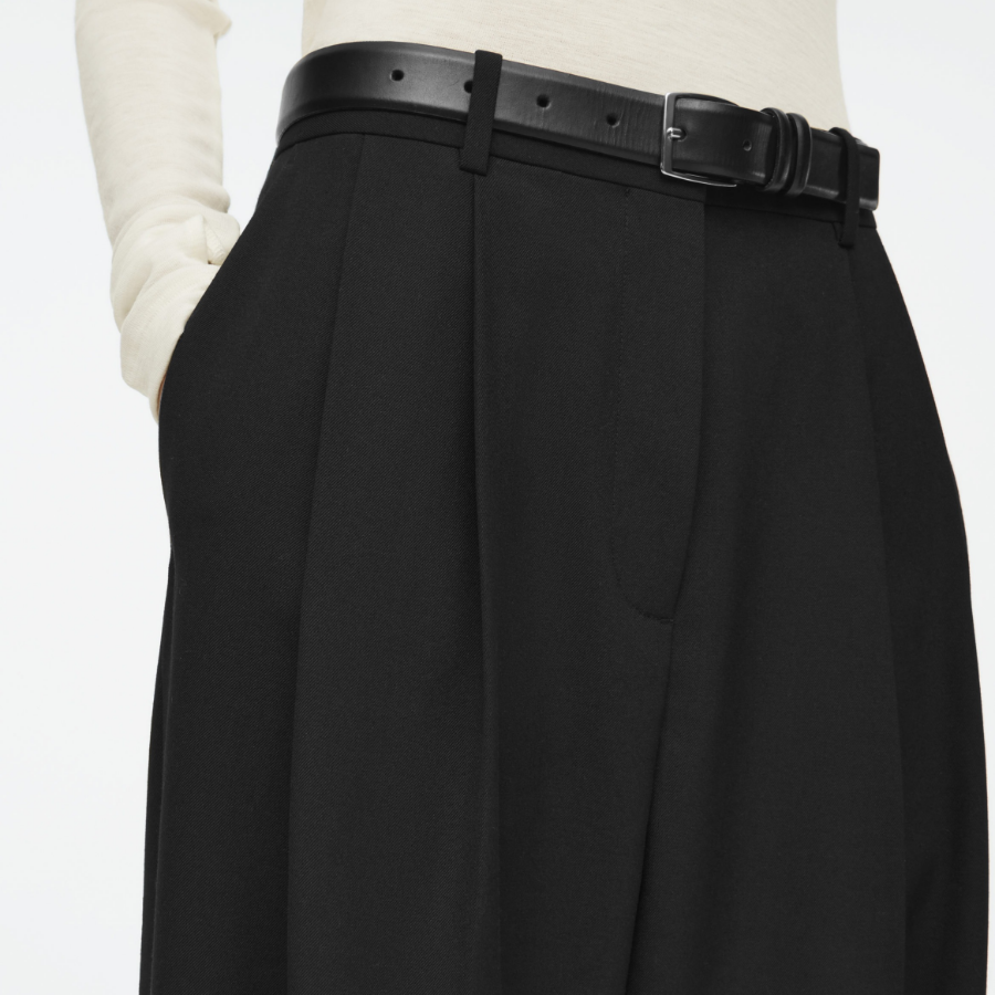 COS Relaxed Twill Wide-Leg Trouser – Black