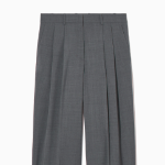 COS Relaxed Tailored Wool Wide Leg Trousers – Grey Melange