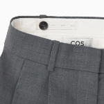 COS Relaxed Tailored Wool Wide Leg Trousers – Grey Melange