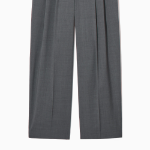 COS Relaxed Tailored Wool Wide Leg Trousers – Grey Melange