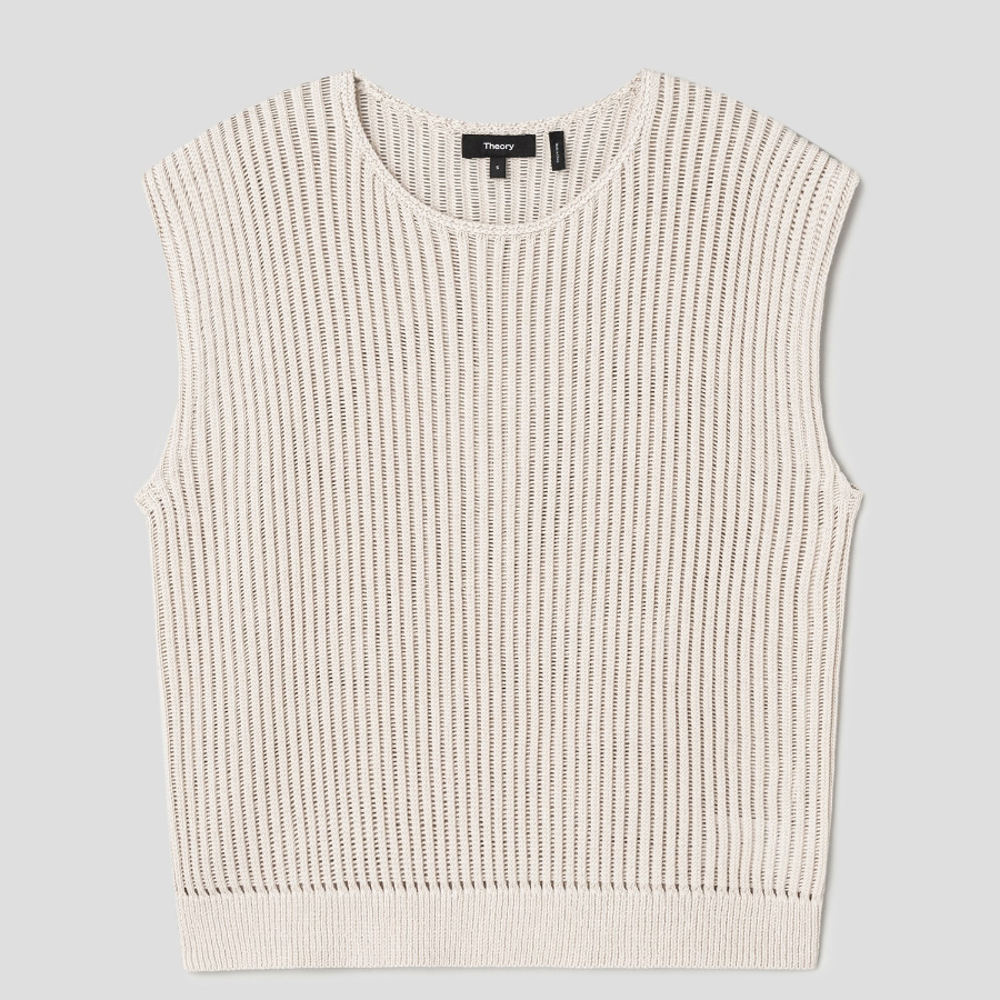 Theory Women Sheen Cotton Easy Vest - Almond