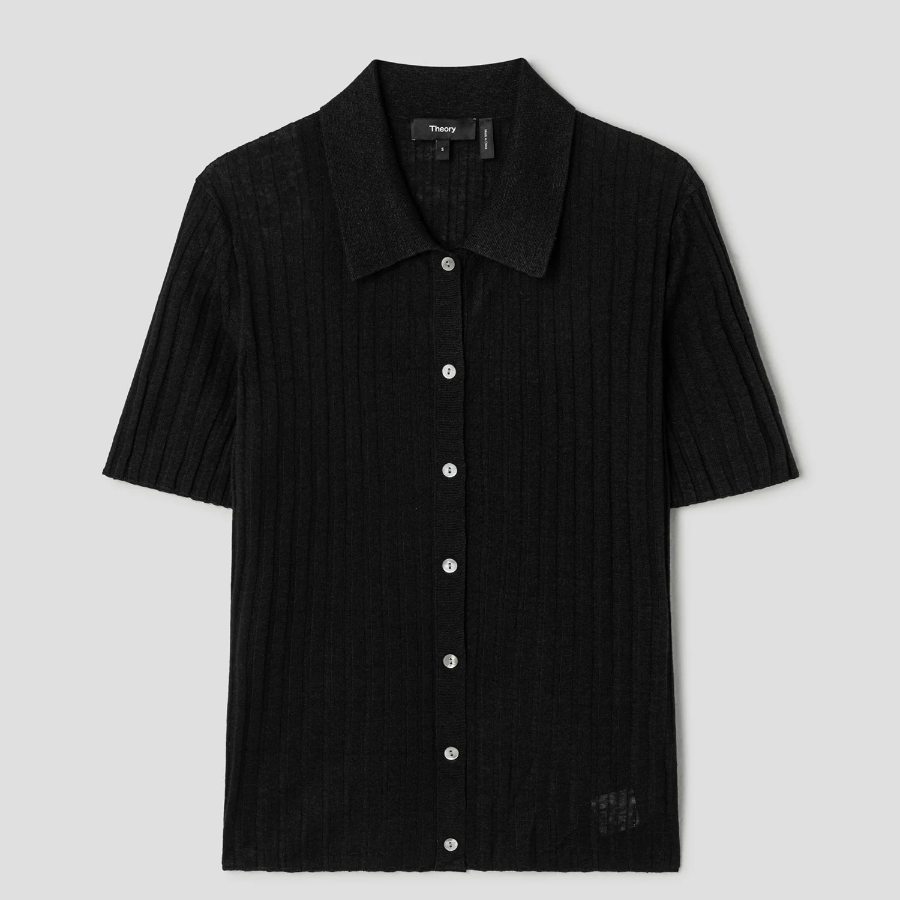 Theory Women Neo Sag Harbor Rib Cardigan - Black