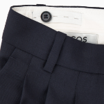 COS Regular Wool Barrel Leg Trousers – Navy