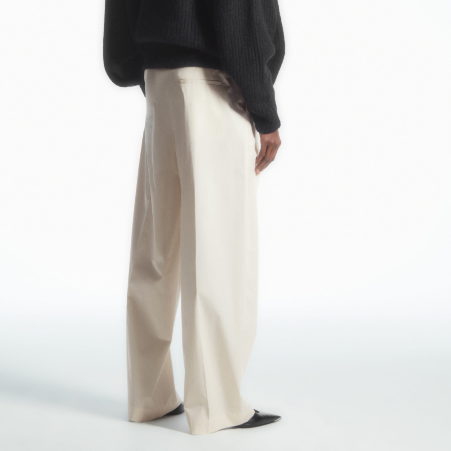 COS Relaxed Tailored Wide Leg Trousers – Cream