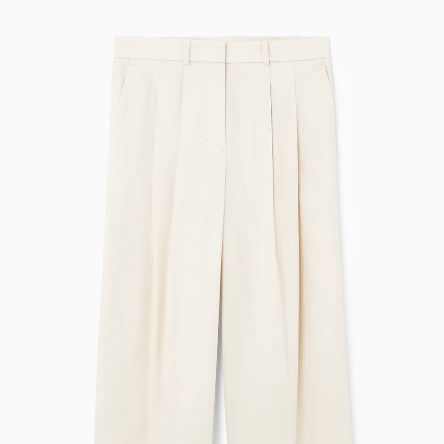 COS Relaxed Tailored Wide Leg Trousers – Cream