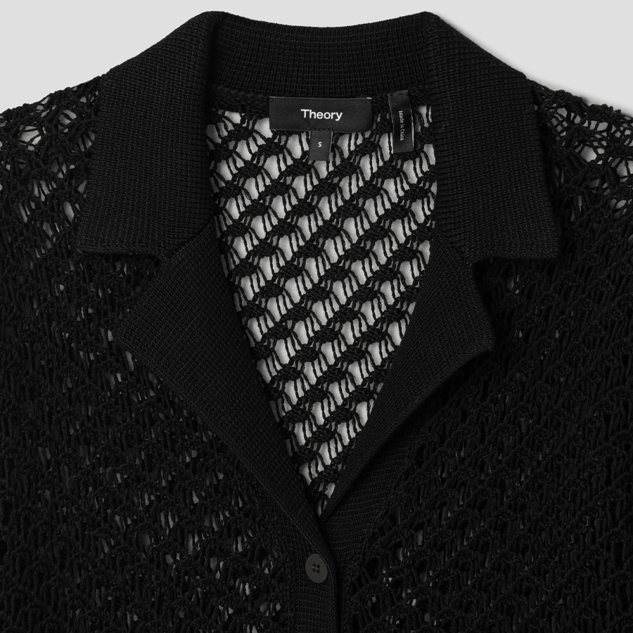 Theory Women Sheen Cotton Camp Shirt Cardigan - Black