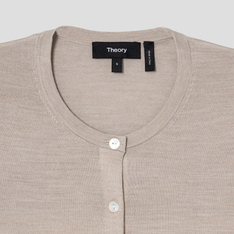 Theory Women Regal Wool Color Block Cardigan - Pale Sand Multi