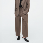 COS Pleated Barrel Leg Wool Blend Trousers – Mole