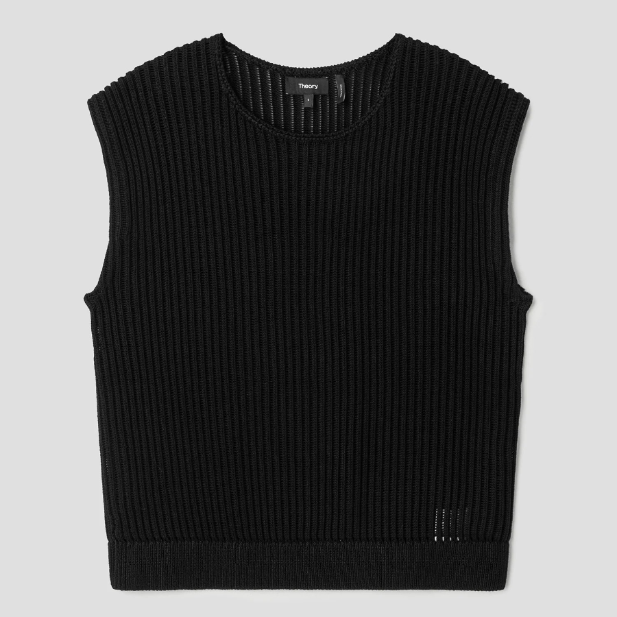 Theory Women Sheen Cotton Easy Vest - Black