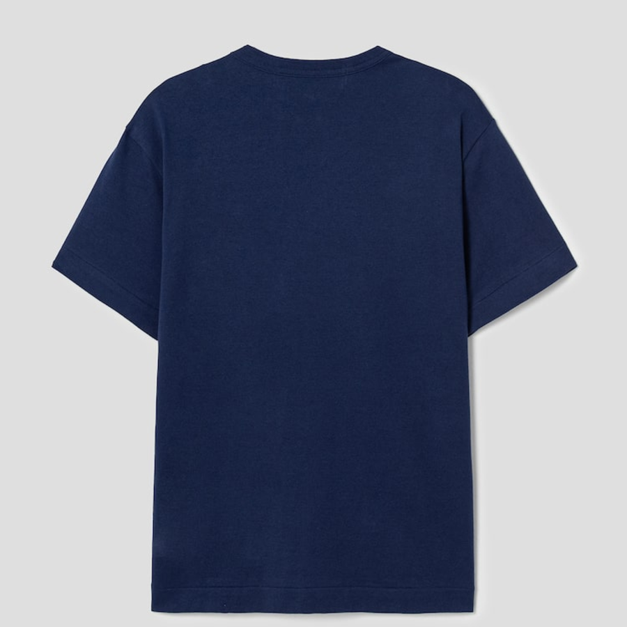 3 Color Heart Print T-Shirt — Navy