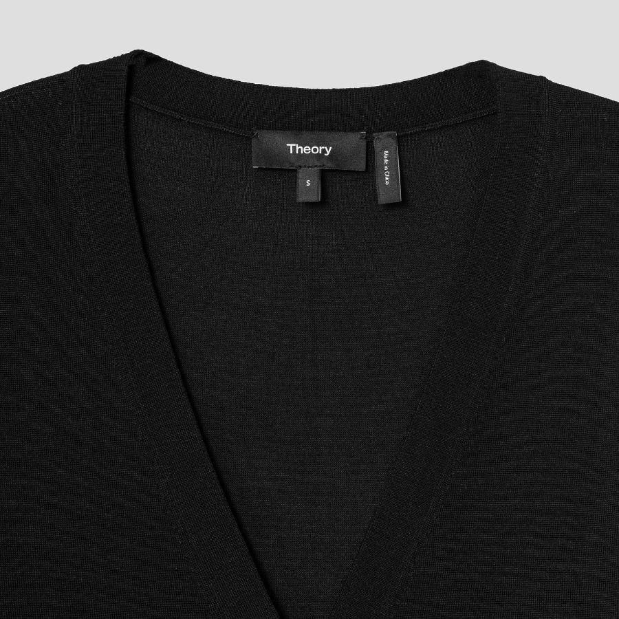 Theory Women Regal Wool Vneck Cardigan - Black