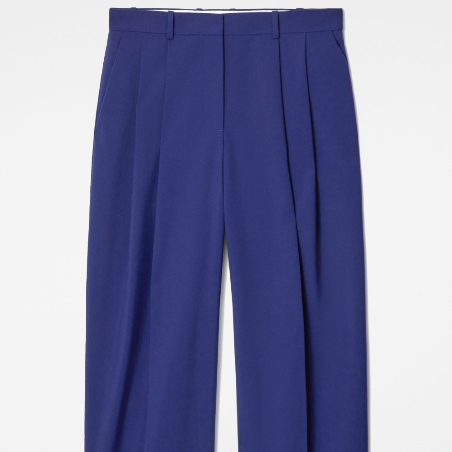 COS Relaxed Twill Wide Leg Trousers – Blue