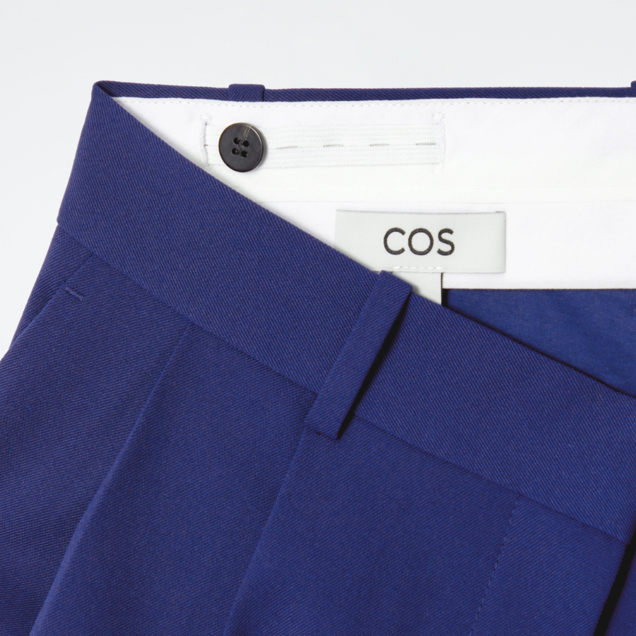 COS Relaxed Twill Wide Leg Trousers – Blue