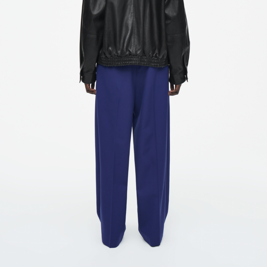 COS Relaxed Twill Wide Leg Trousers – Blue