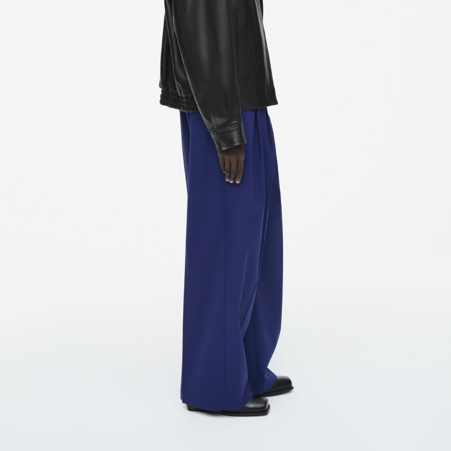 COS Relaxed Twill Wide Leg Trousers – Blue