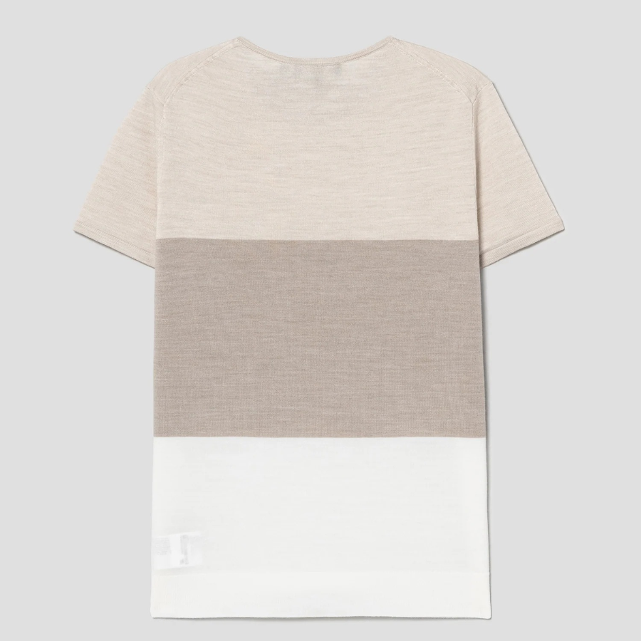 Theory Women Regal Wool Color Block Tee - Pale Sand Multi